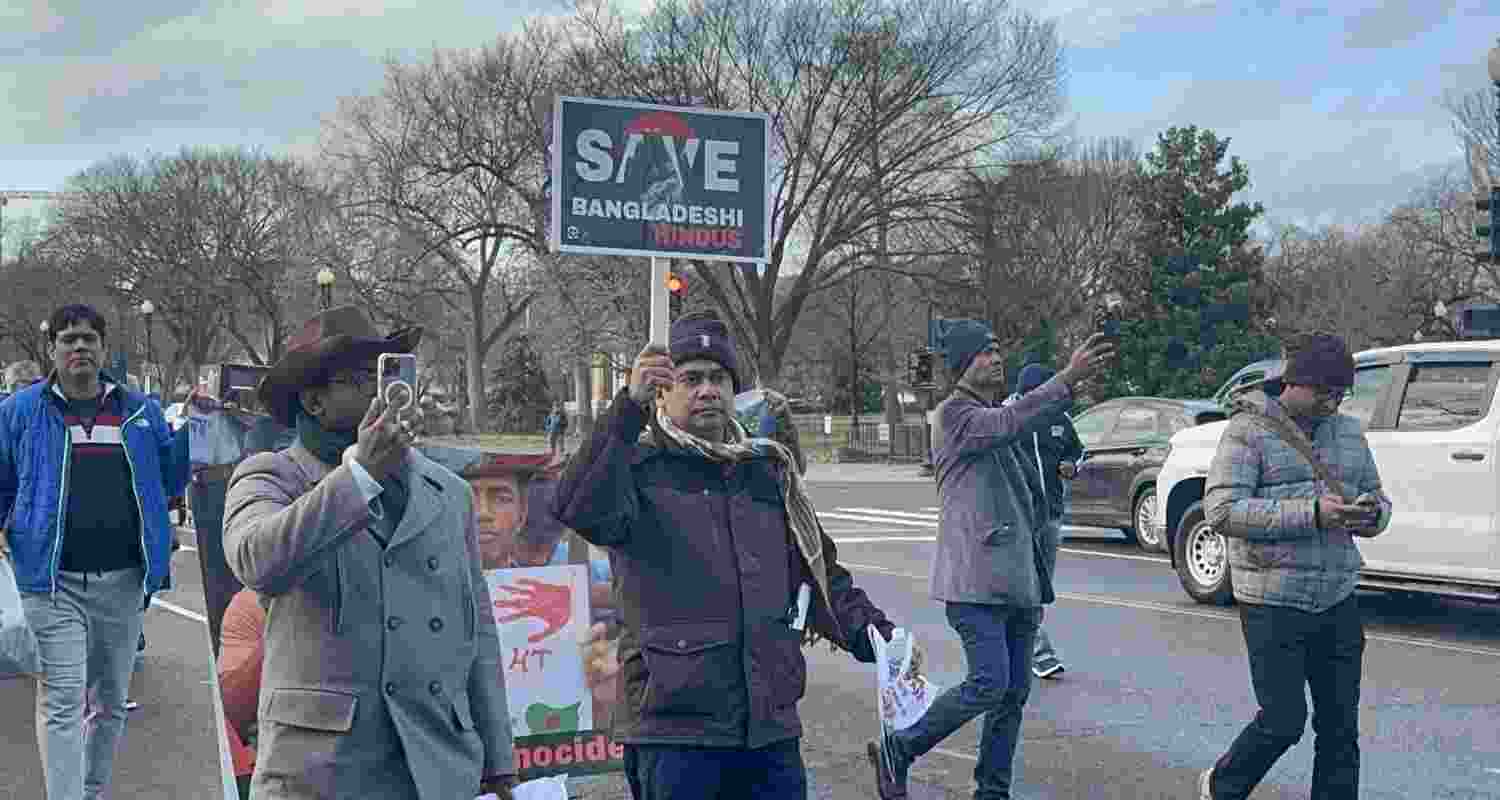 Indian Americans protest against the alleged atrocities over Hindu minorities in Bangladesh, at White House, in Washington DC.