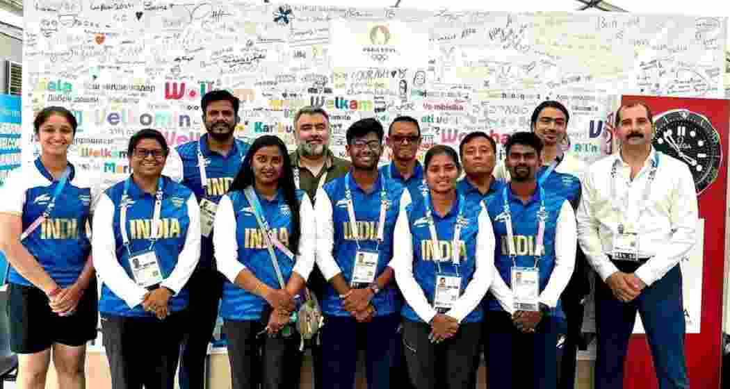 Paris Olympics 2024: Indian Archery team touches down in Paris; Greeted by Chef de Mission Gagan Narang. 