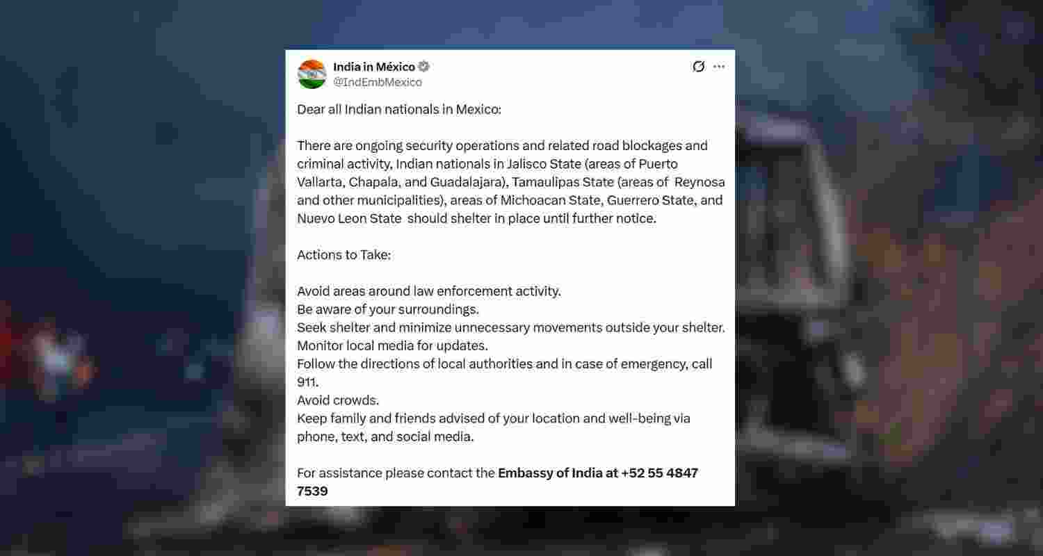 Indian Embassy in Mexico urges nationals to stay indoors and exercise caution after violence escalates following the killing of cartel leader El Mencho.