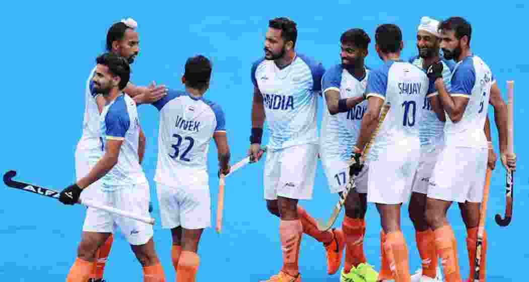 Indian hockey players in action.