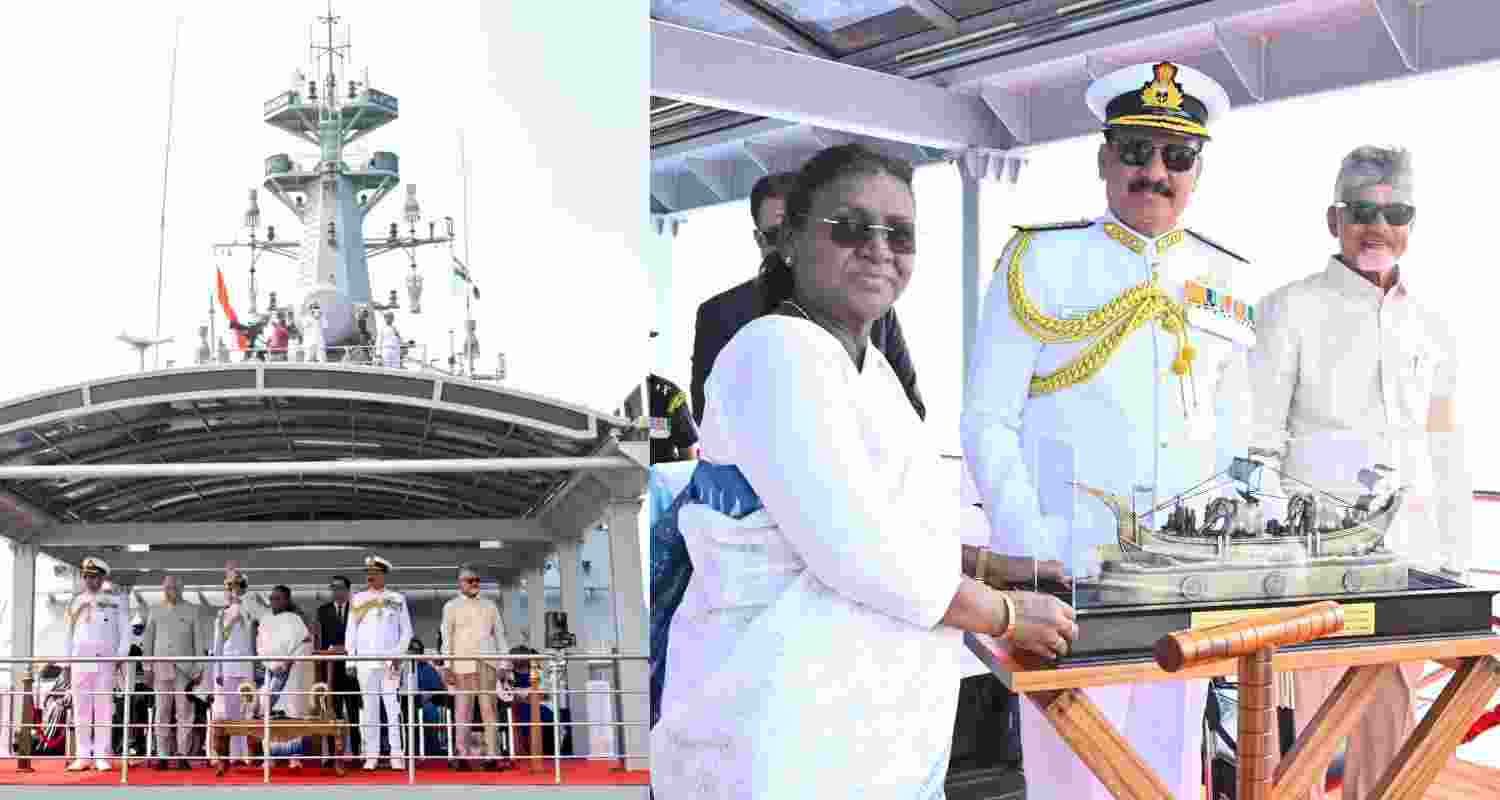 President Droupadi Murmu says Indian Navy safeguards maritime interests at International Fleet Review off Visakhapatnam coast.