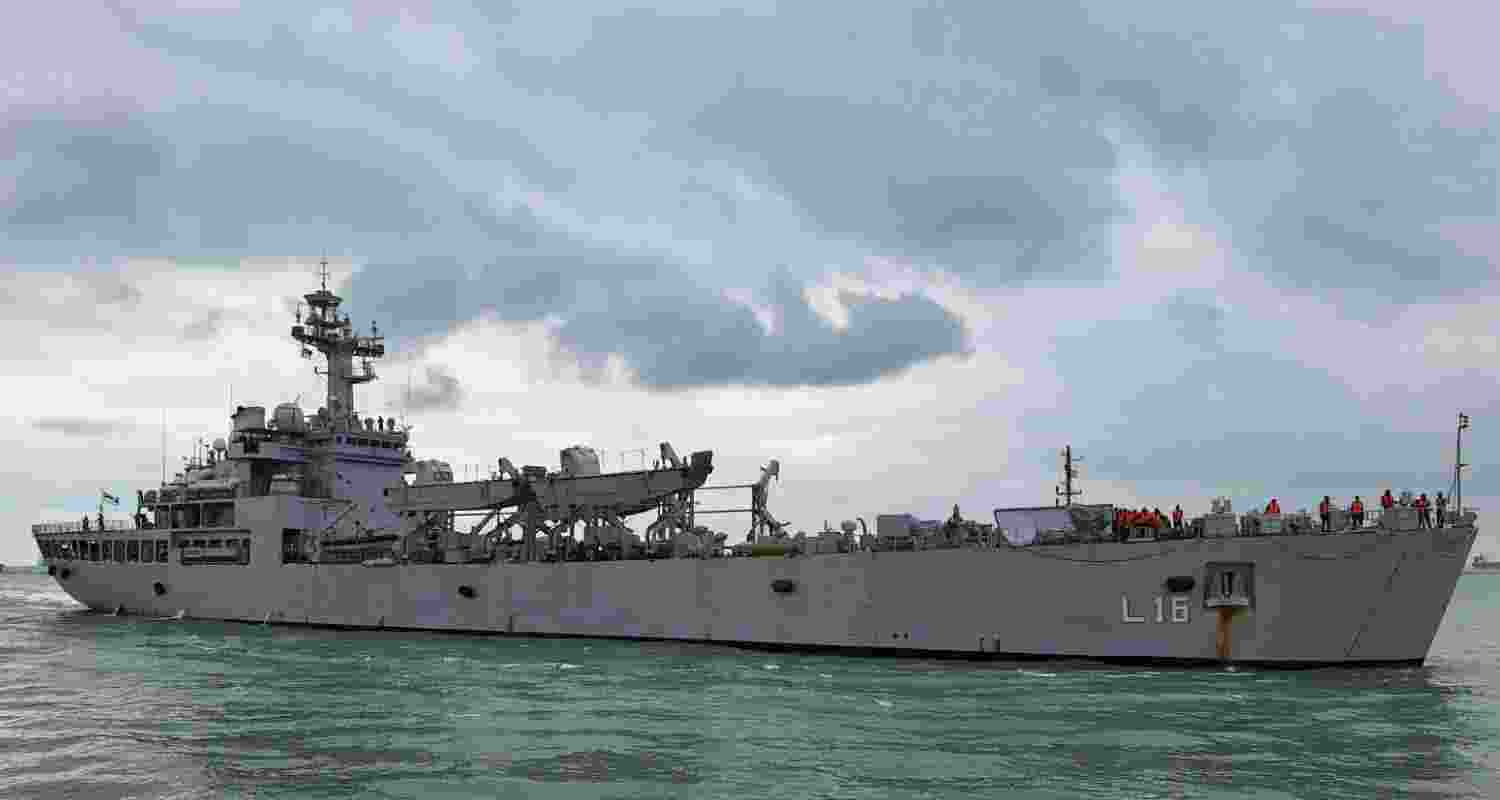 Indian Navy training squadron on port call in Singapore