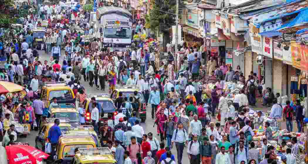 A crowded Dadar market in Mumbai. 