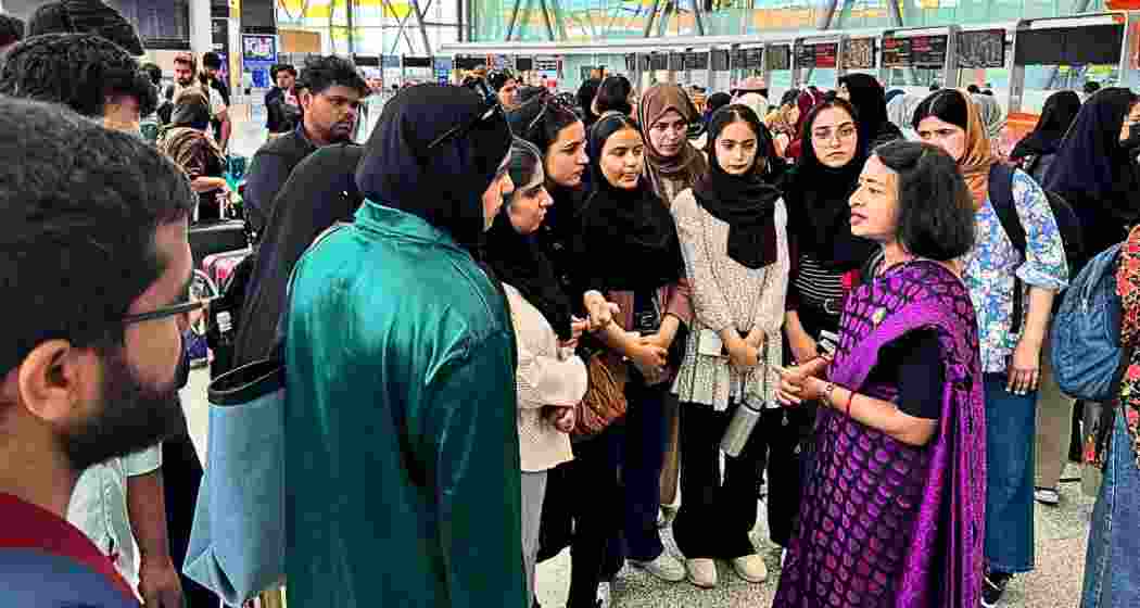 Students from Iran’s Urmia University who were evacuated under Operation Sindhu, land in Delhi’s IGI airport in New Delhi on June 19, 2025.
