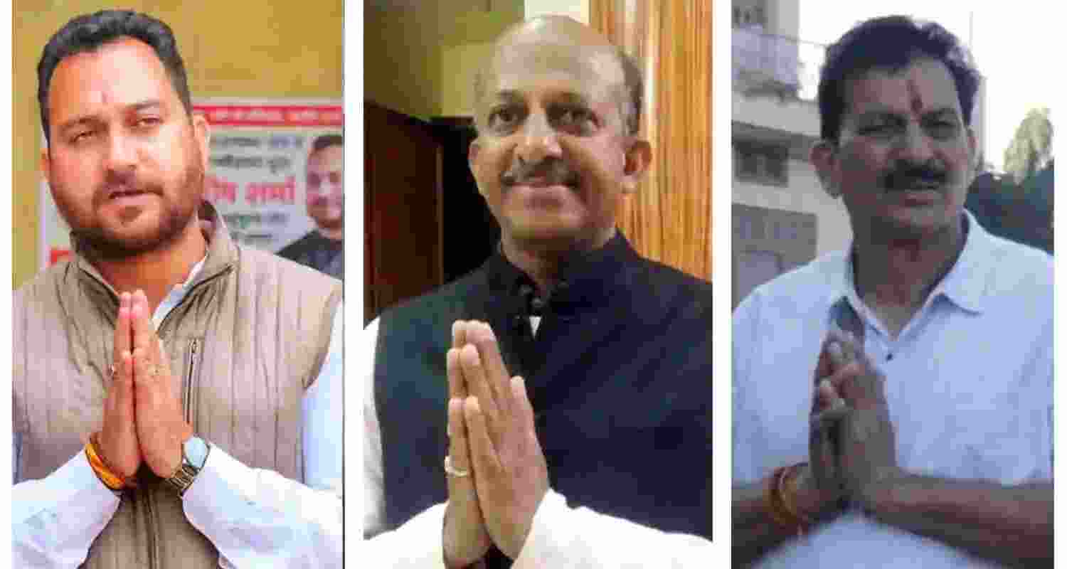 Ashish Sharma (Hamirpur), Hoshiyar Singh (Dehra), and K L Thakur (Nalagarh).