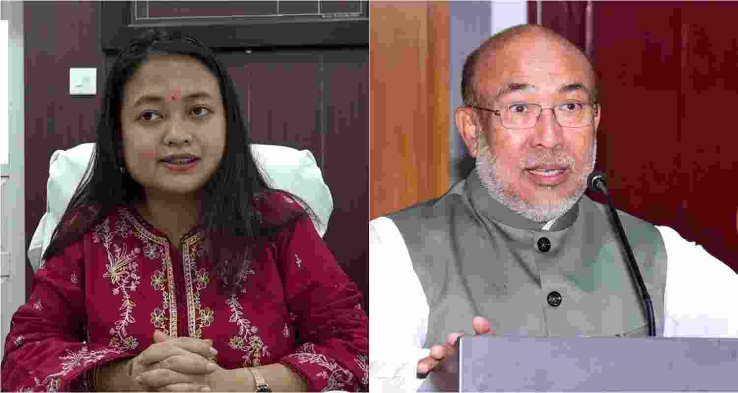 Imphal East Deputy Commissioner Khumanthem Diana (left), Manipur Chief Minister N Biren Singh (right).