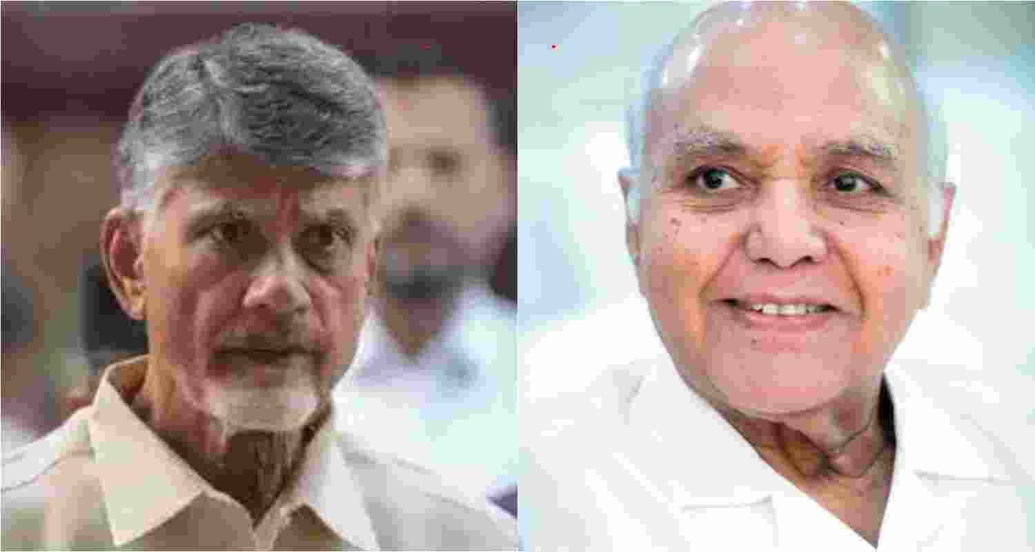 Telugu Desam Party (TDP) President and Chief Minister-designate, Nara Chandrababu Naidu (L),  Media baron, Ramoji Rao (R). File photo.