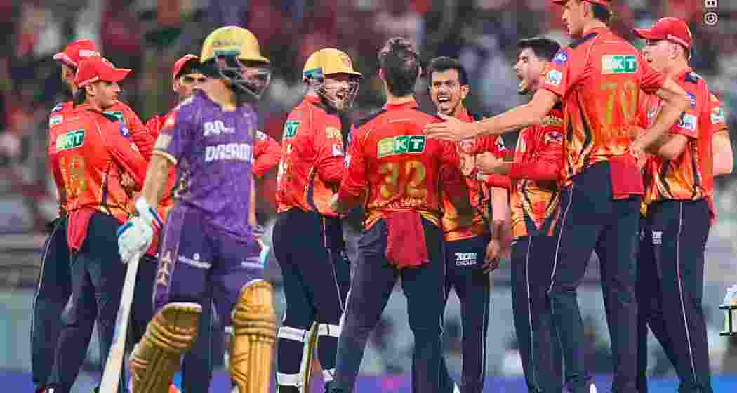 Yuzvendra Chahal and teammates celebrate after dismissing Rinku Singh during Punjab Kings’ dramatic defence of 111 against Kolkata Knight Riders in Mullanpur on Tuesday evening.