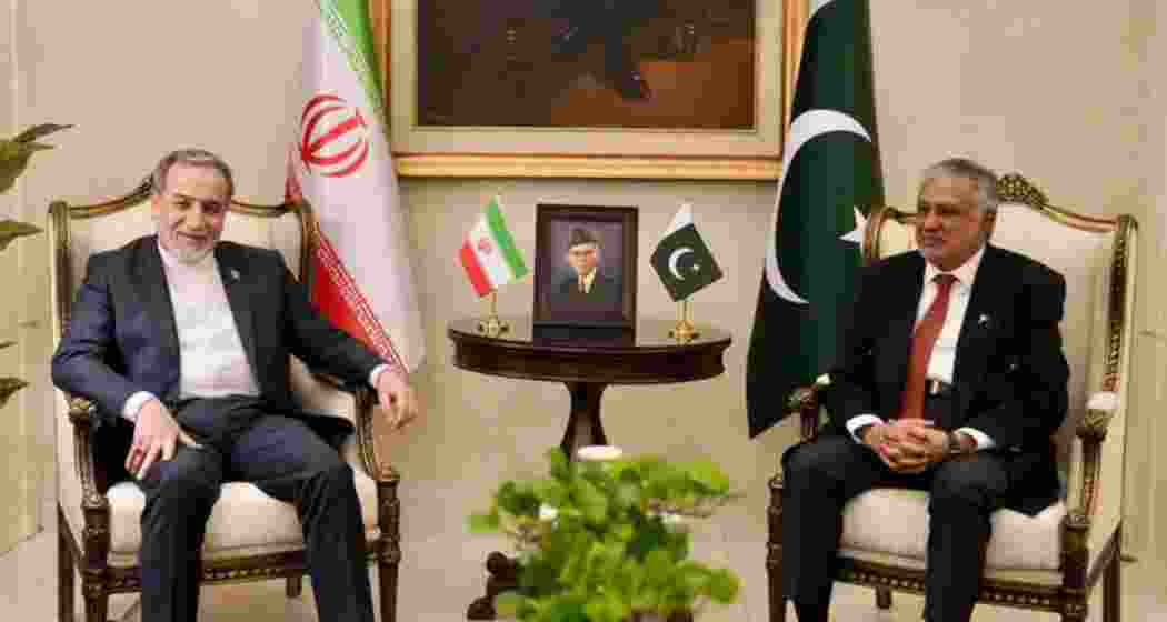 Iran FM Araghchi with Deputy Prime Minister of Pakistan, Ishaq Dar in Islamabad. (File photo)