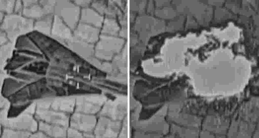 Videograbs from footage released by the Israeli Defence Forces show precision strikes that downed an Iranian jet and hit several military airbases, transports, and air force infrastructure