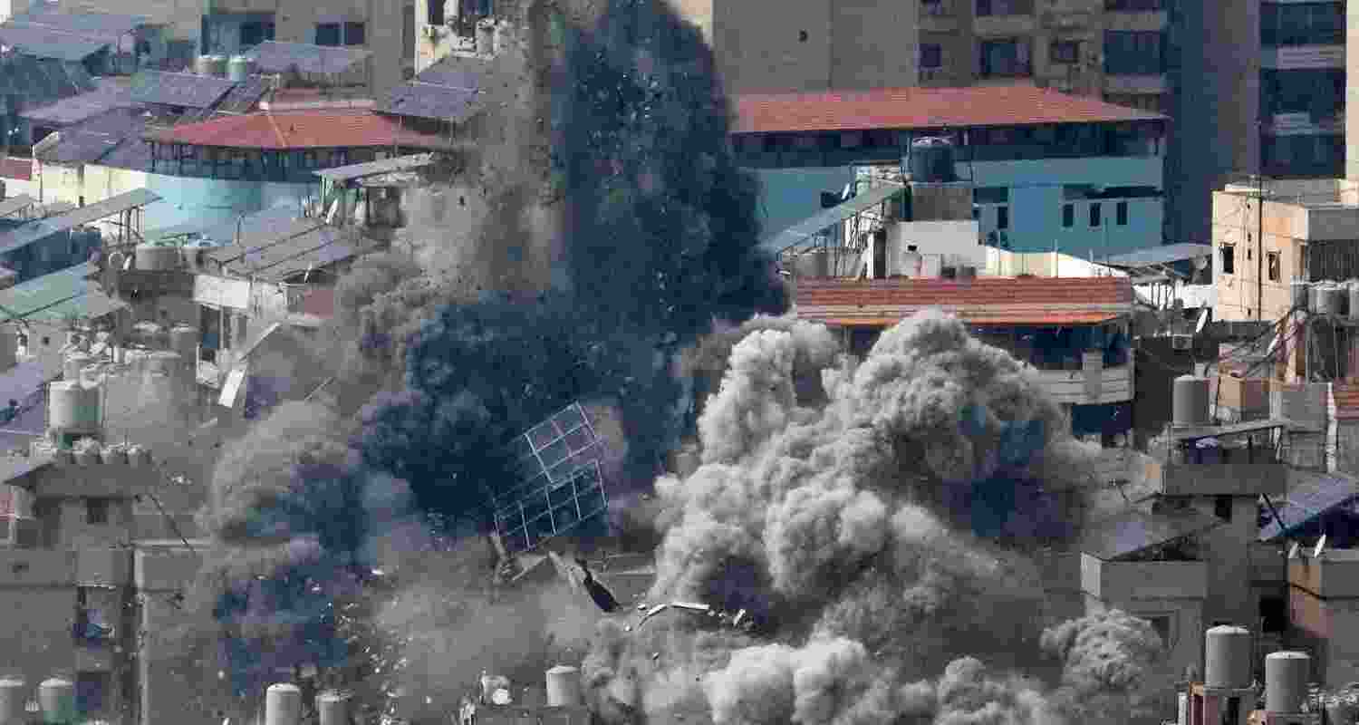 Smoke rises following an Israeli airstrike in Dahiyeh, Beirut's southern suburbs, in Beirut. 