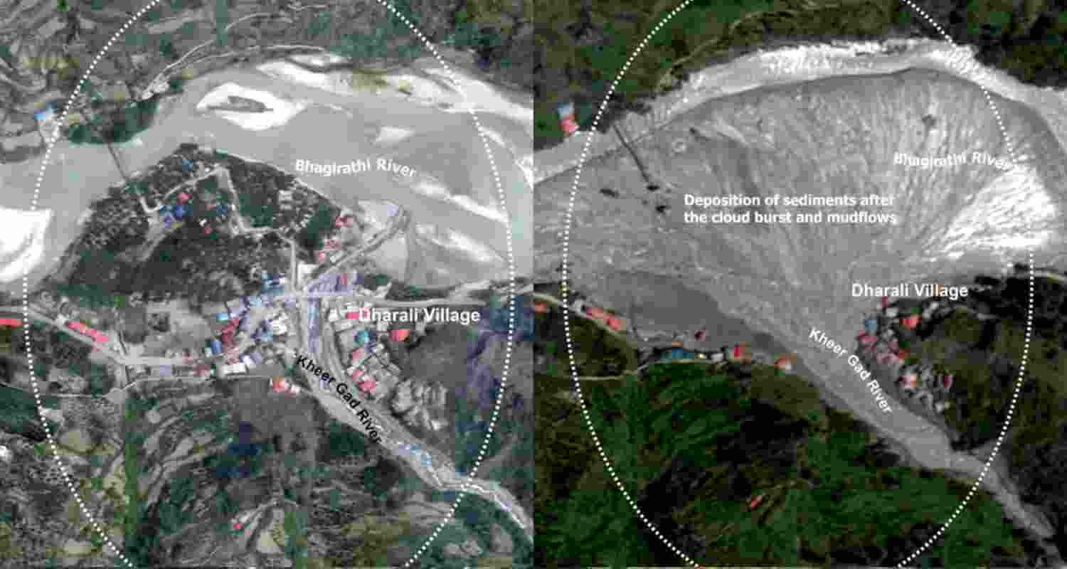 ISRO images reveal flood havoc in Uttarkashi.