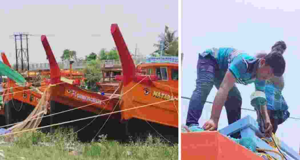 Fishermen at Kakdwip prepare their trawlers for the hilsa season as ISRO’s satellite-based transponders are installed to boost safety, communication and navigation during deep-sea expeditions.

