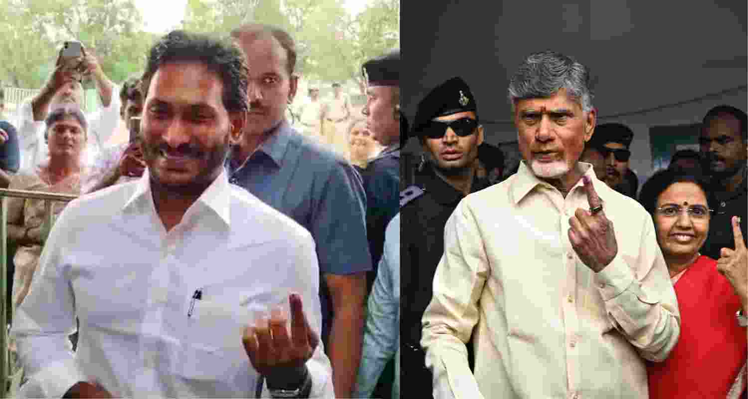 YS Jagan and TDP chief Naidu cast ballot 