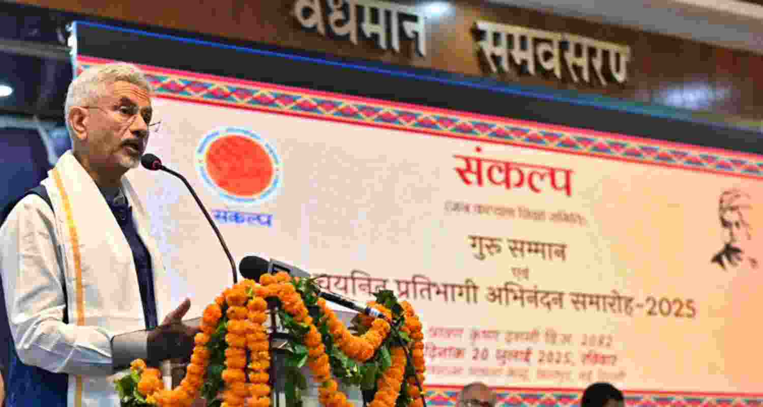 Union External Affairs Minister S Jaishankar poses for a selfie with the fresh batch of entrants to the civil services during their felicitation program organised by Samkalp Foundation, in New Delhi.