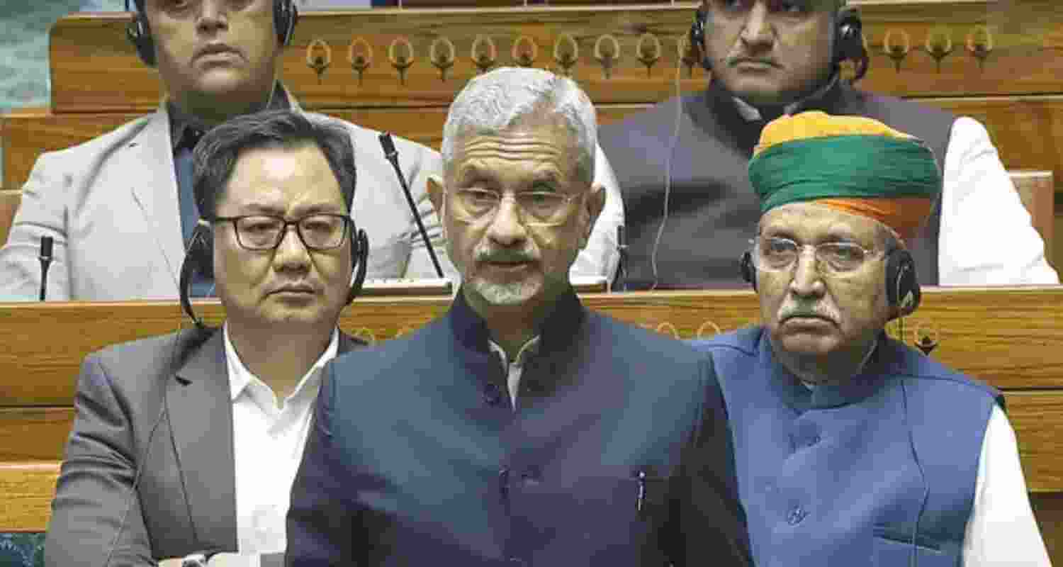 External Affairs Minister S. Jaishankar speaks in the Lok Sabha during the Winter session of Parliament, in New Delhi, Tuesday.