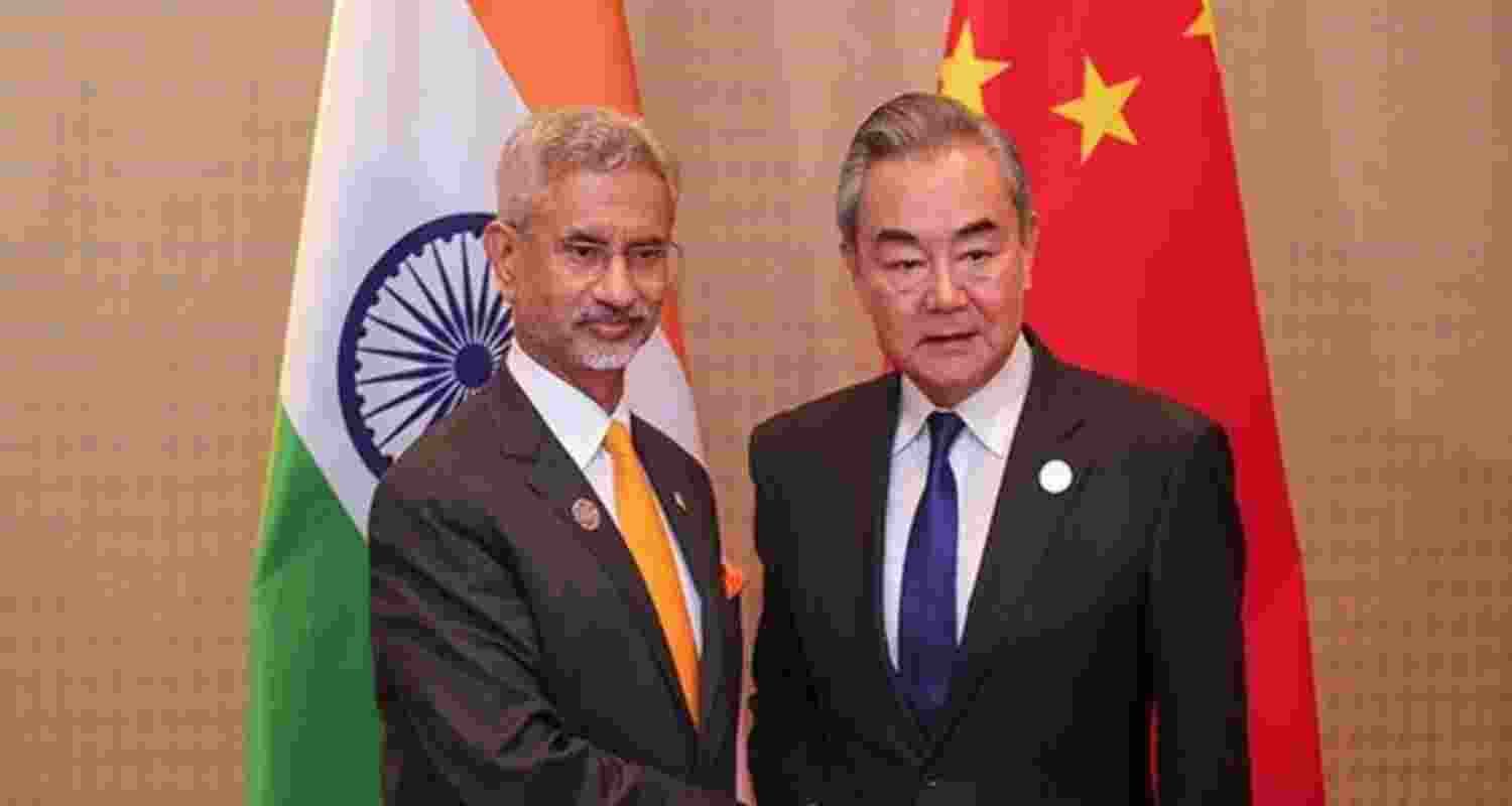 External Affairs Minister S Jaishankar and his Chinese counterpart Wang Yi during a meeting on the sidelines of the G20 summit in Rio. Image: X