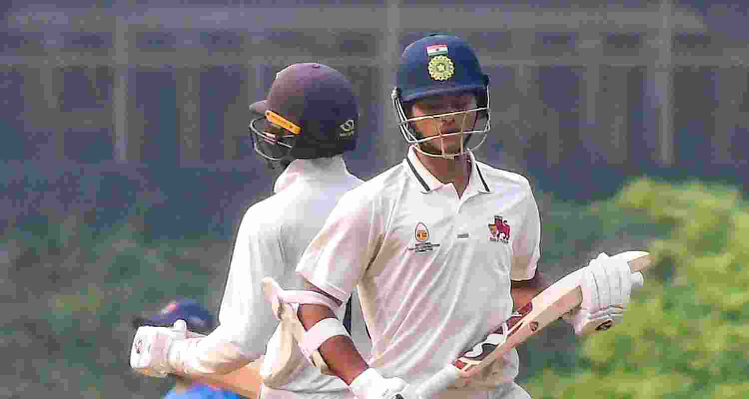 Mumbai's Yashasvi Jaiswal during a practice match ahead of the Ranji Trophy match against Jammu and Kashmir, in Mumbai, Wednesday.