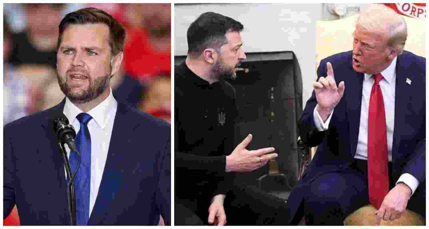 US Vice President JD Vance (L), Ukrainian President Volodymyr Zelenskyy and US President Donald Trump engage in a tense exchange at the White House, leading to an abrupt end to their meeting.