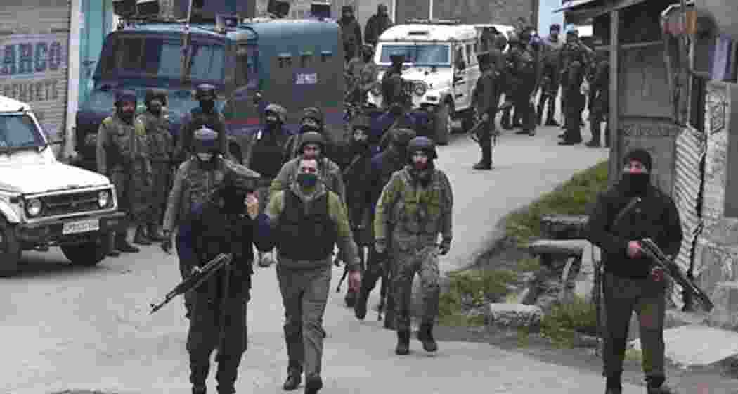 Security forces patrol the streets of Jammu and Kashmir's Kathua.