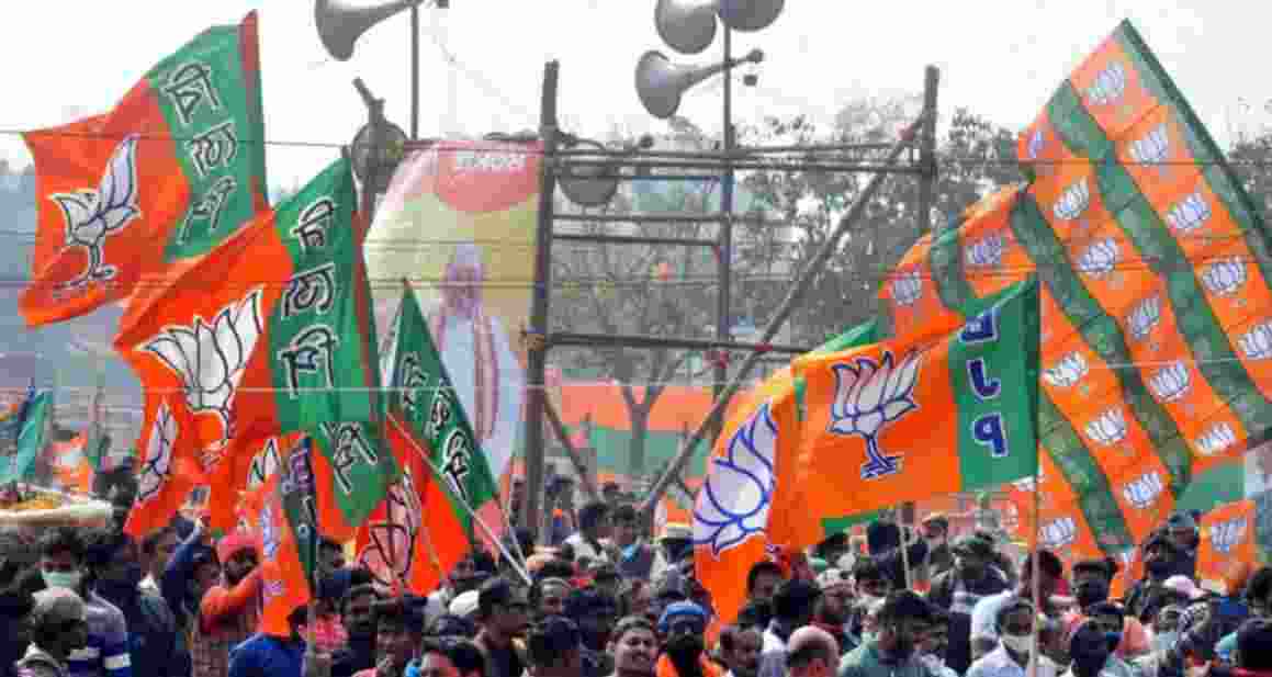 Bharatiya Janata Party flags.