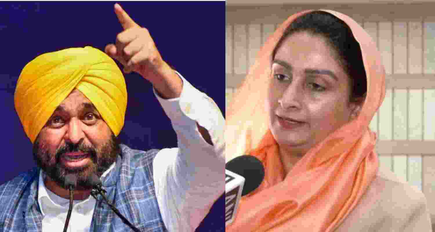 Punjab Chief Minister Bhagwant Mann (left) and Shiromani Akali Dal MP Harsimrat Kaur Badal.