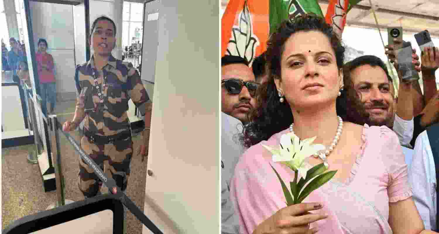 CISF constable Kulwinder Kaur (L), BJP MP Kangana Ranaut (R).