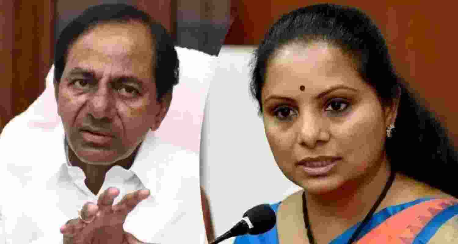 BRS President K Chandrashekar Rao (left) and MLC K Kavitha.