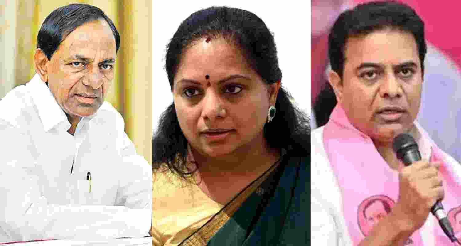 Bharat Rashtra Samithi leaders K Chandrashekar Rao, K Kavitha, KT Rama Rao.