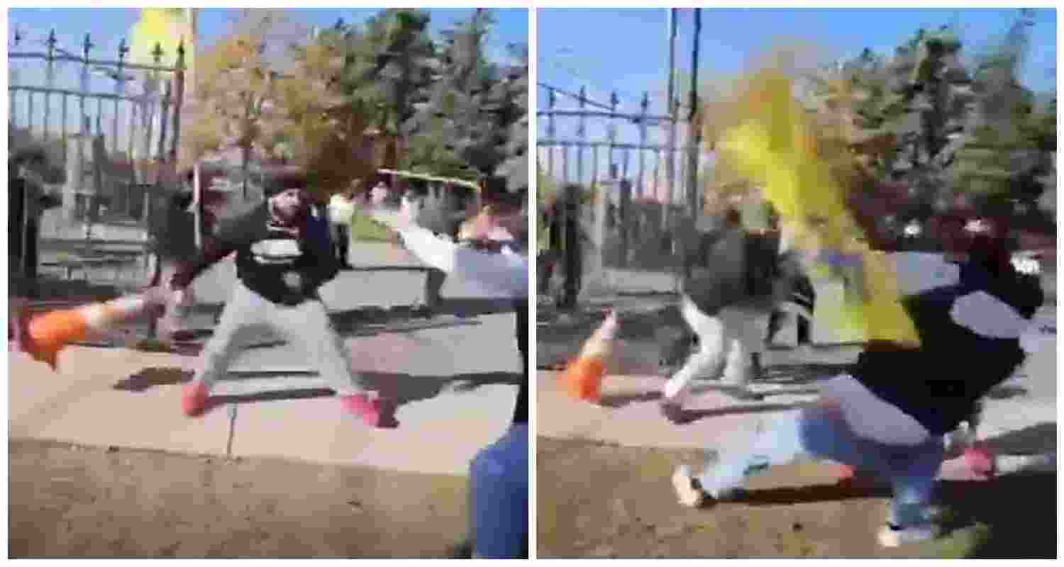 Khalistani supporters launch a violent attack on Hindu devotees outside Brampton’s Hindu Sabha Mandir. (X/Screengrab)