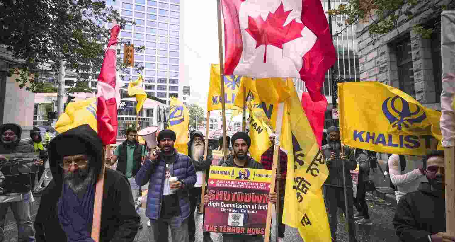 Image of supporters of the Khalistan separatist movement in Ontario, Canada.