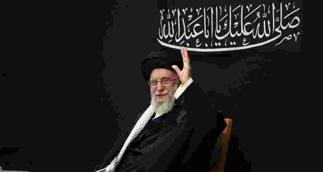 Ayatollah Ali Khamenei greets worshippers at Imam Khomeini Mosque in Tehran during Ashura eve ceremonies on Saturday.
