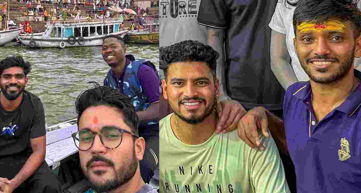 The KKR team explored Varanasi after the flight was delayed following bad weather. 