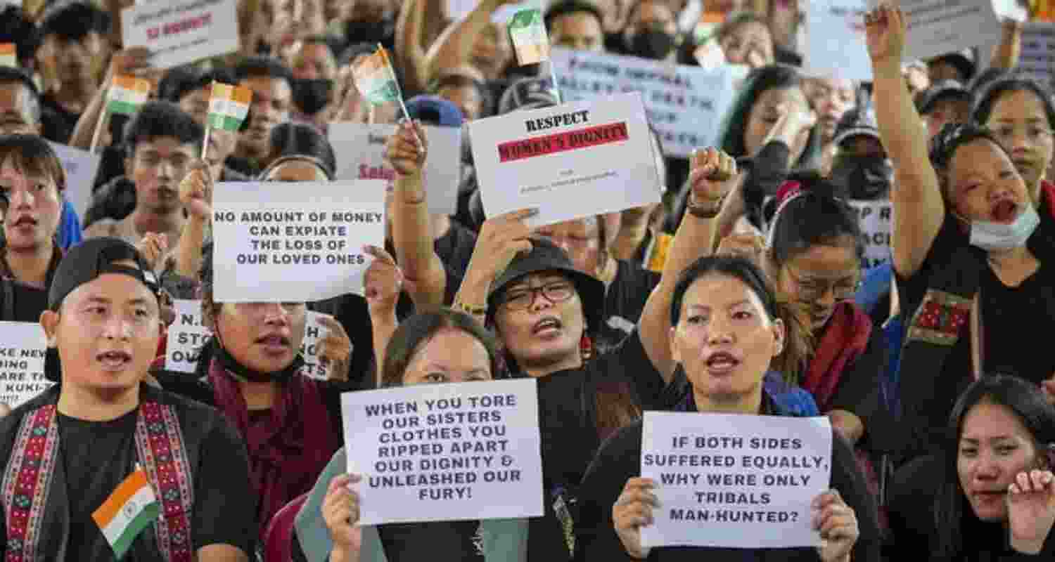 Members of the Kuki community during a protest against the violence in Manipur. Image for representation. 