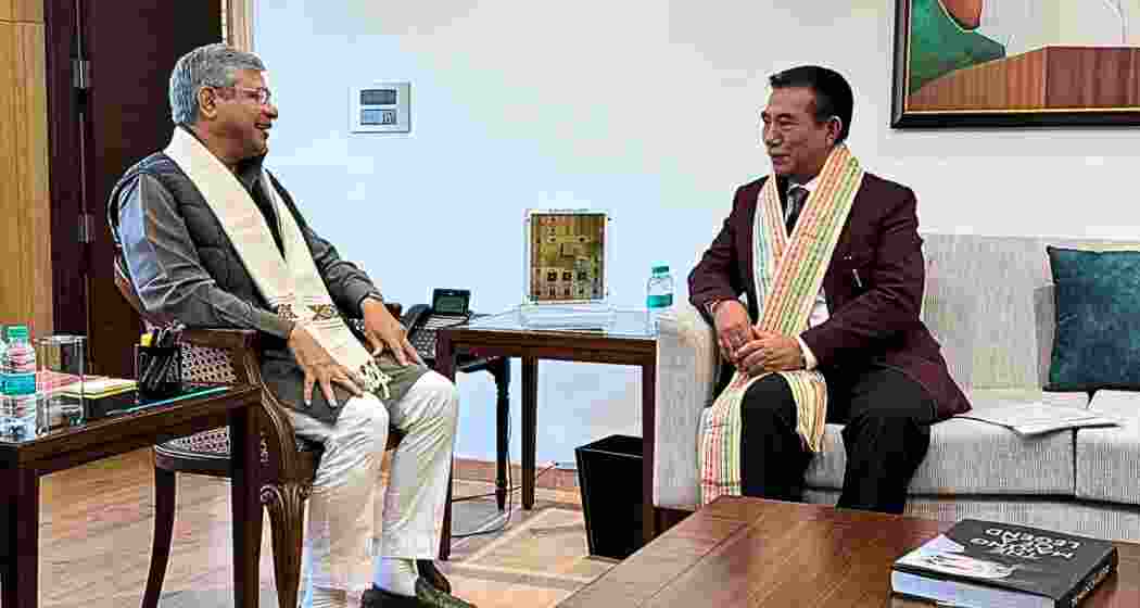 Mizoram CM Lalduhoma meets Railway Minister Ashwini Vaishnaw in New Delhi on Monday.