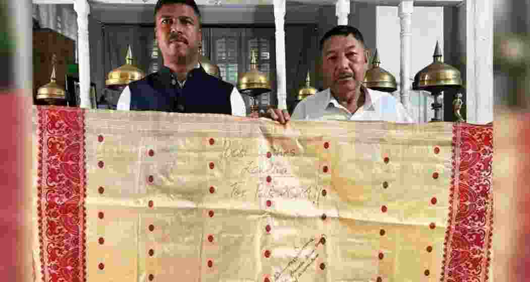 The special ‘good luck gamosa' sent to star Lovlina Borgohain by Assam Chief Minister Himanta Biswa Sarma.