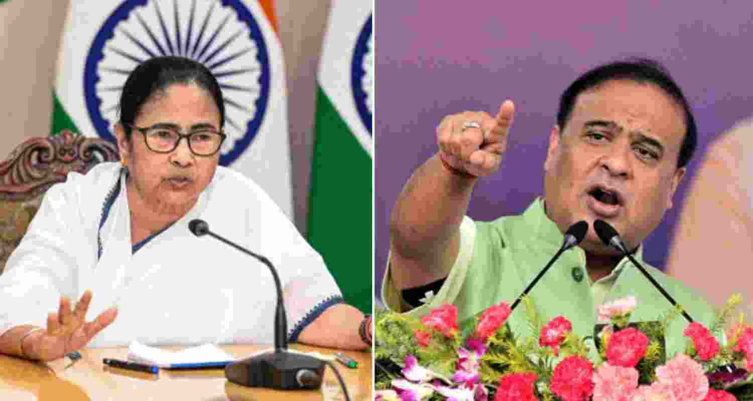 West Bengal Chief Minister Mamata Banerjee and Assam CM Himanta Biswa Sarma. West Bengal Chief Minister Mamata Banerjee and Assam CM Himanta Biswa Sarma.