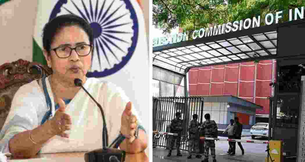 File photos of West Bengal Chief Minister Mamata Banerjee and the Election Commission of India headquarters. 