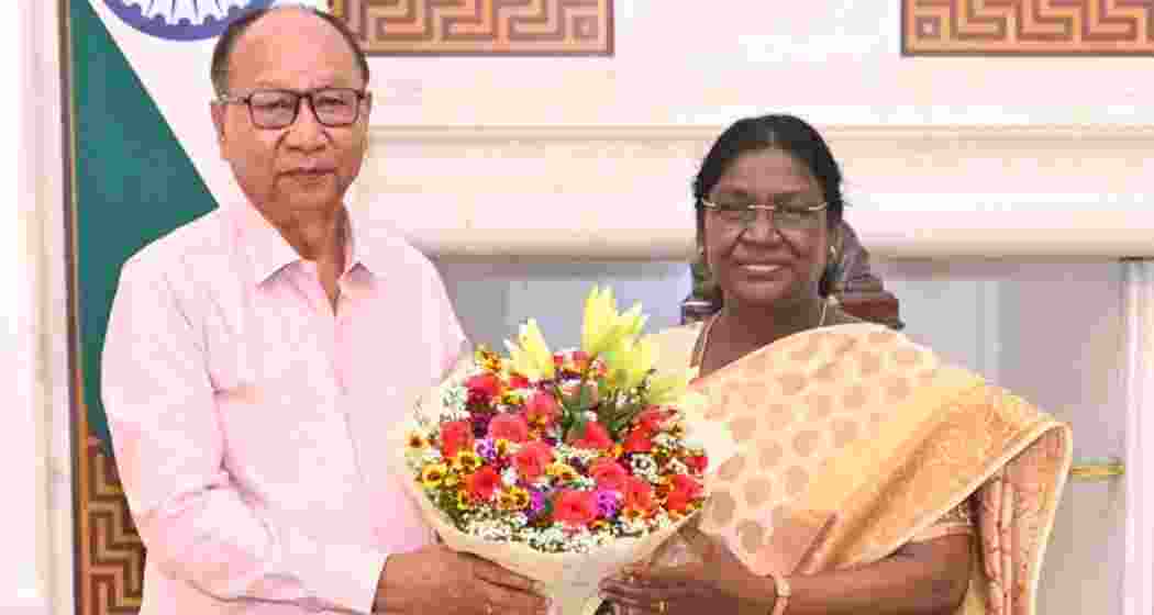 President Droupadi Murmu with Manipur Chief Minister Yumnam Khemchand Singh during a meeting at Rashtrapati Bhavan in New Delhi on Wednesday, March 25, 2026. 