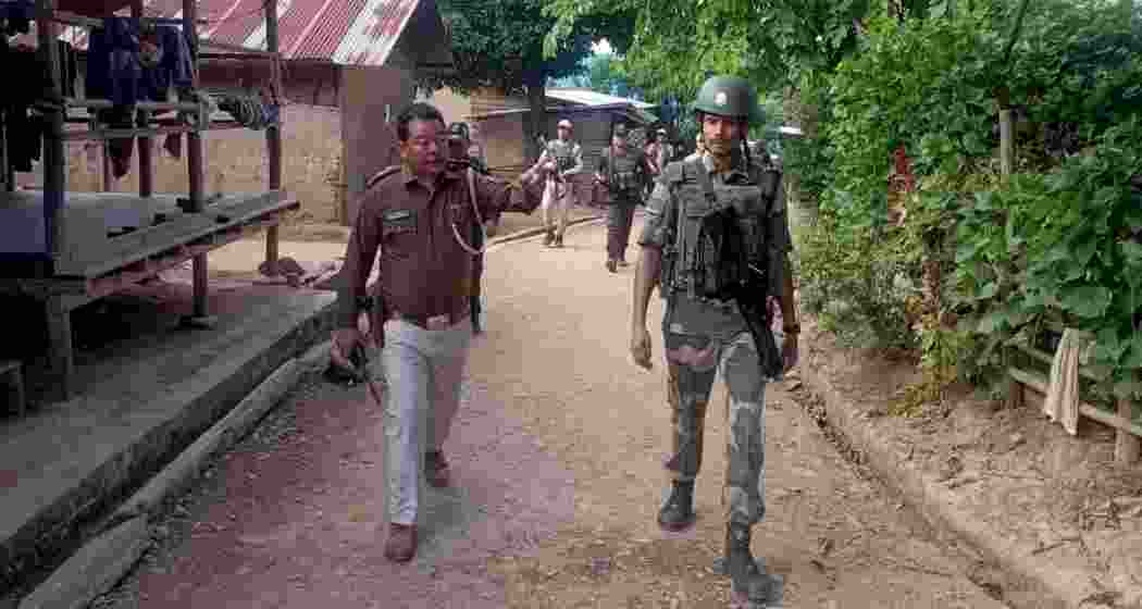 Security personnel during search operations in Manipur.