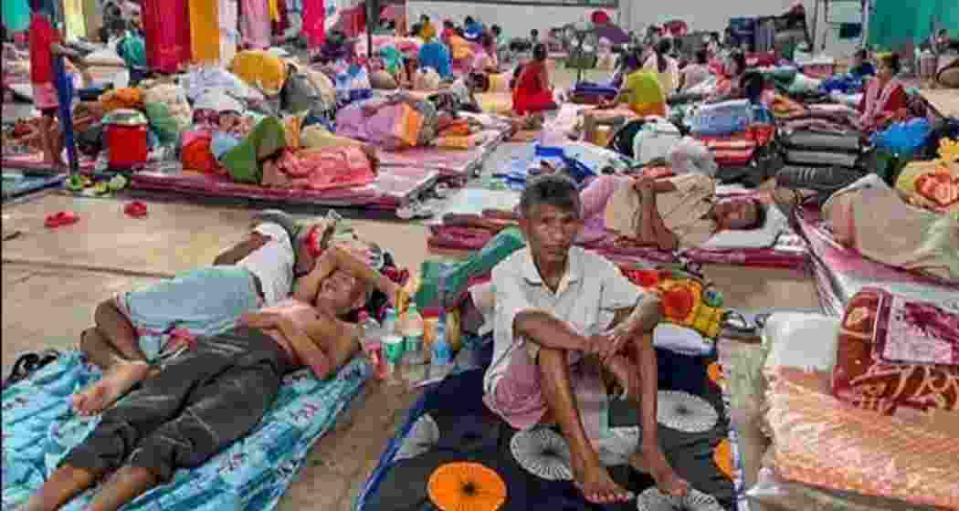 People at a relief camp in Manipur’s Jiribam district. 
