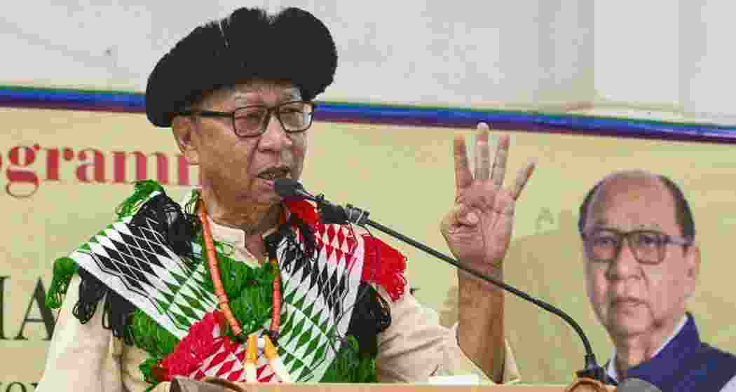 A file photo of Manipur Chief Minister Yumnam Khemchand Singh addressing a gathering. (PTI)