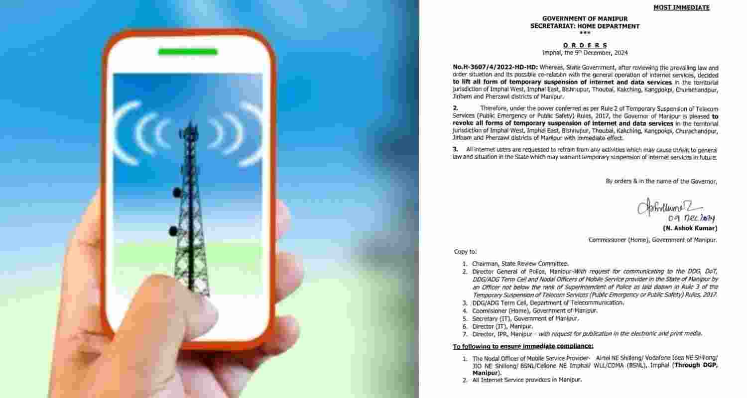 Manipur govt withdraws mobile internet ban in nine districts
