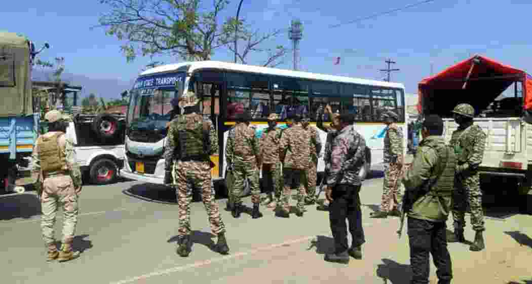 Security personnel deployed after clashes break out between Kuki protesters and security forces in Manipur Kangpokpi on Saturday.
