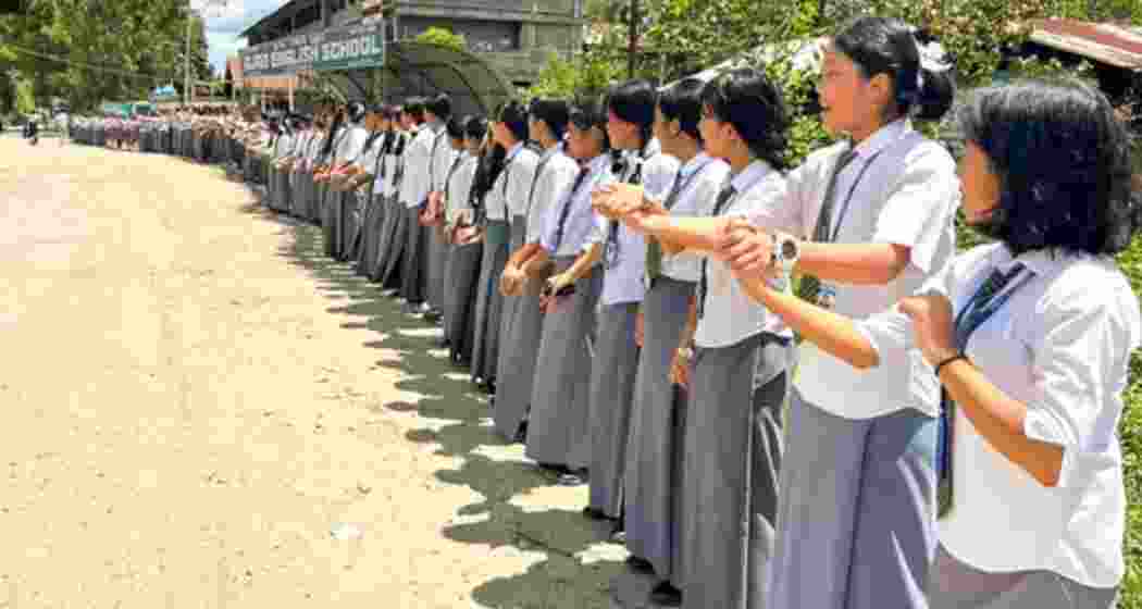 Students in Imphal peacefully protest against the violence in Manipur. File photo.