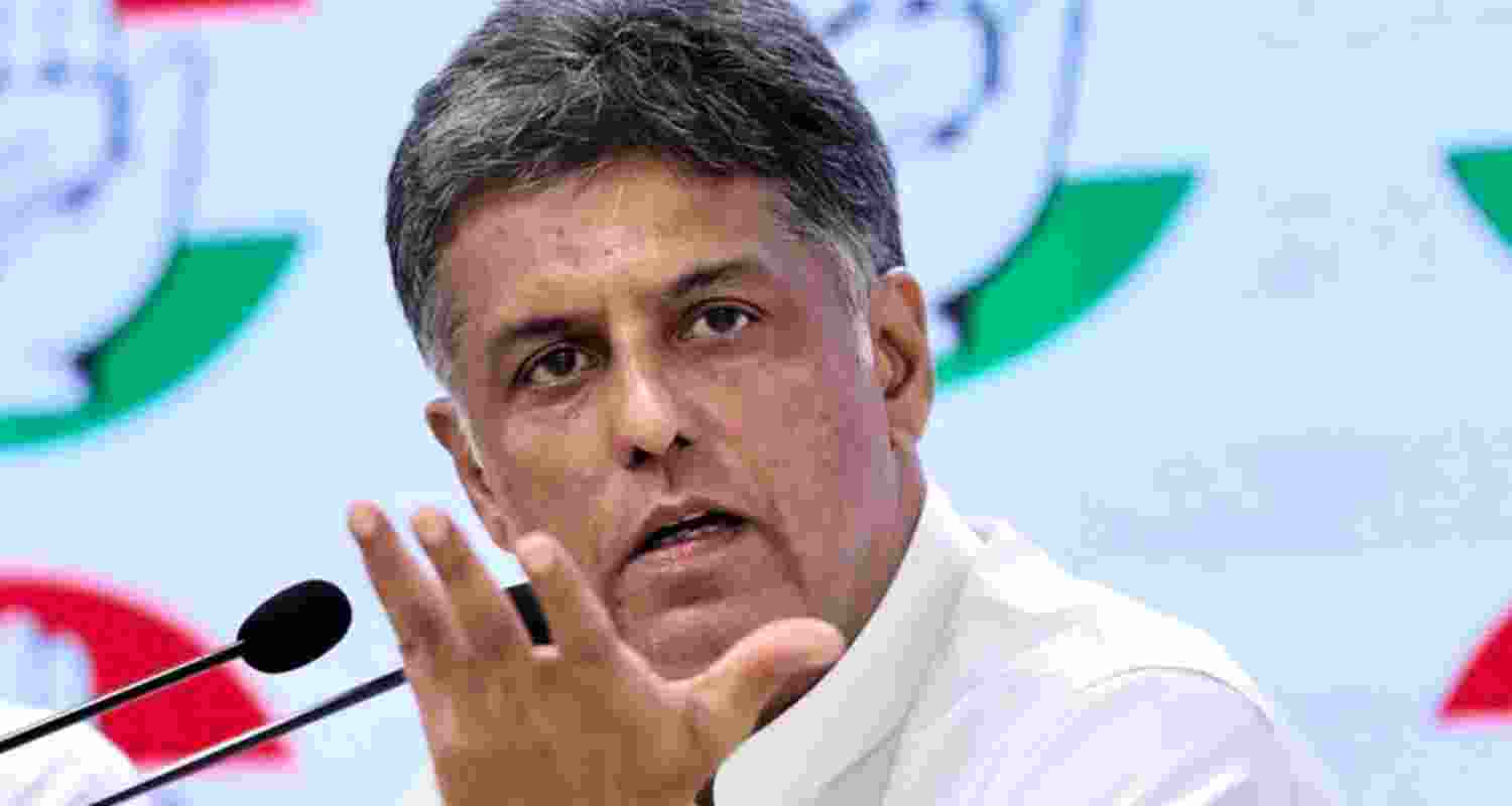 Manish Tewari during a press conference. Image via X.
