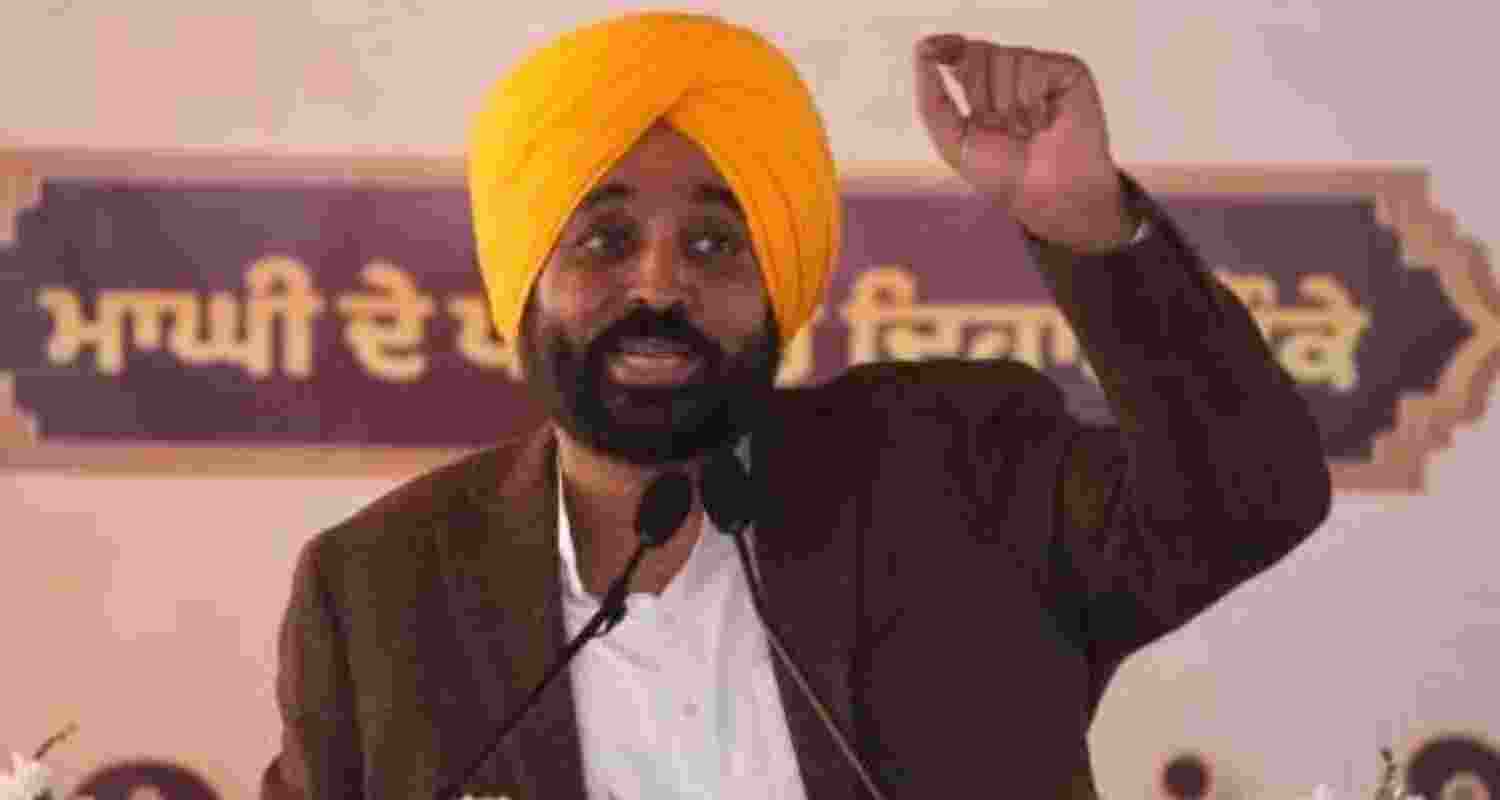 Punjab Chief Minister Bhagwant Mann speaking at the Aam Aadmi Party’s Maghi Mela conference in Muktsar on Wednesday.