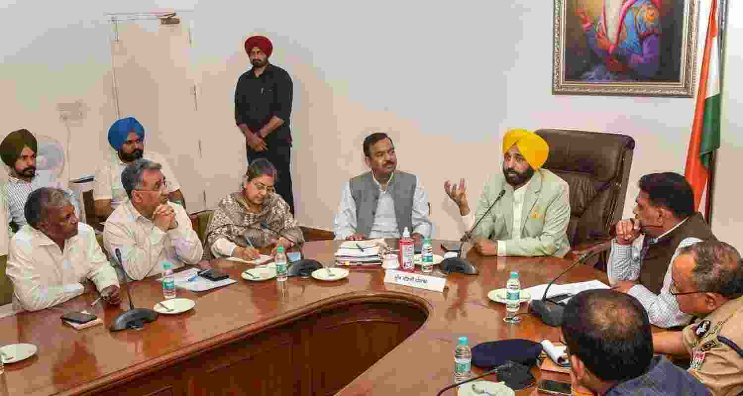Punjab CM Bhagwant Mann during a cabinet meeting. File photo.