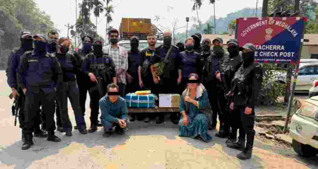 Meghalaya Police display narcotics worth Rs 51 crore seized during a joint operation with the Anti-Narcotics Task Force in East Jaintia Hills, where two Mizoram residents were arrested.