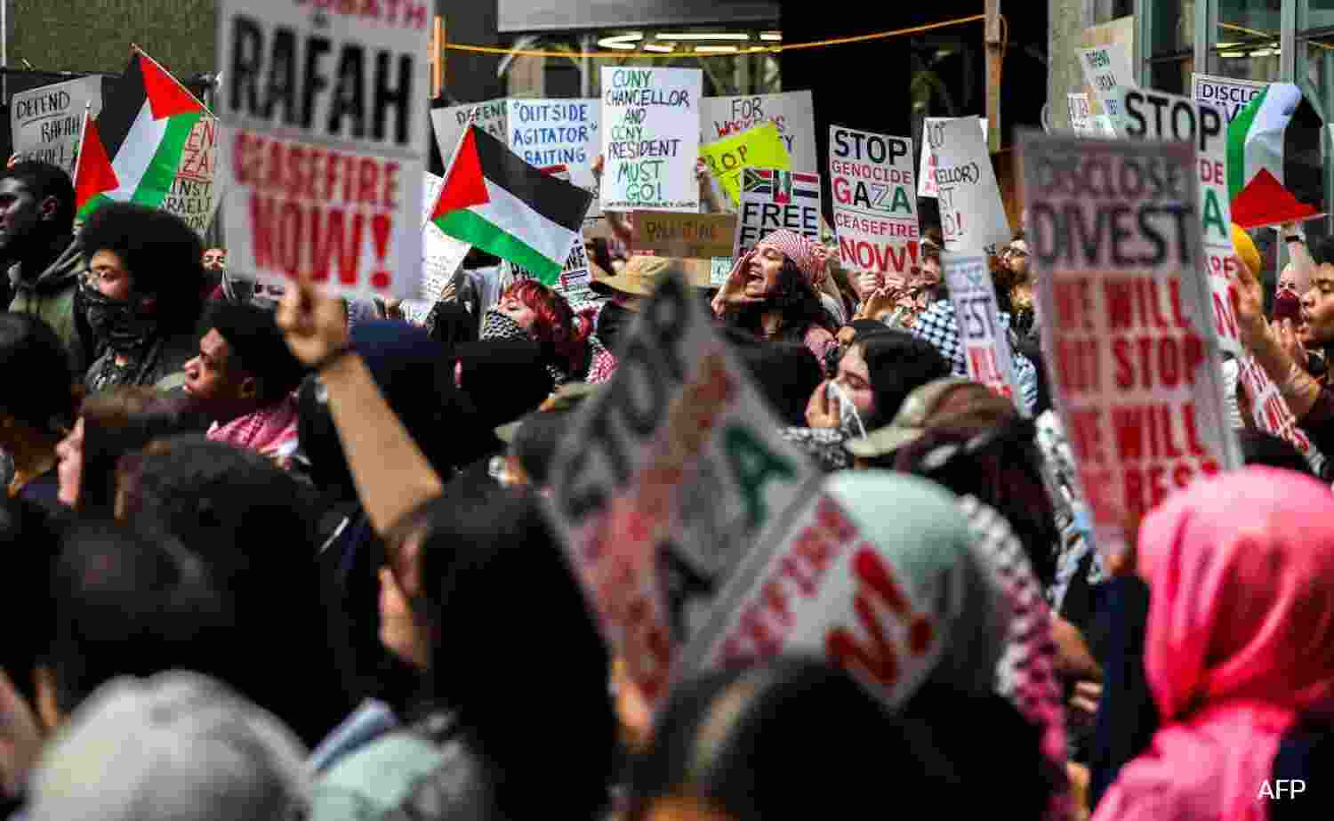 Thousands of pro-Palestine protesters rally outside Met Gala event